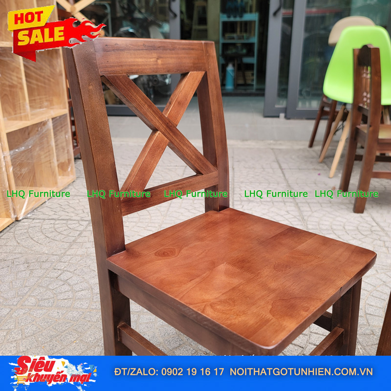Ghế Cafe Phong Cách Vintage Gỗ Tự Nhiên Lưng Chữ X – Điểm Nhấn Sang Trọng