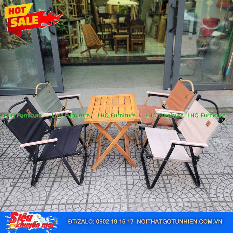 Bộ Bàn Chữ Nhật 40x60 + 4 Ghế Camping – Gọn Nhẹ, Bền Đẹp, Giá Tốt