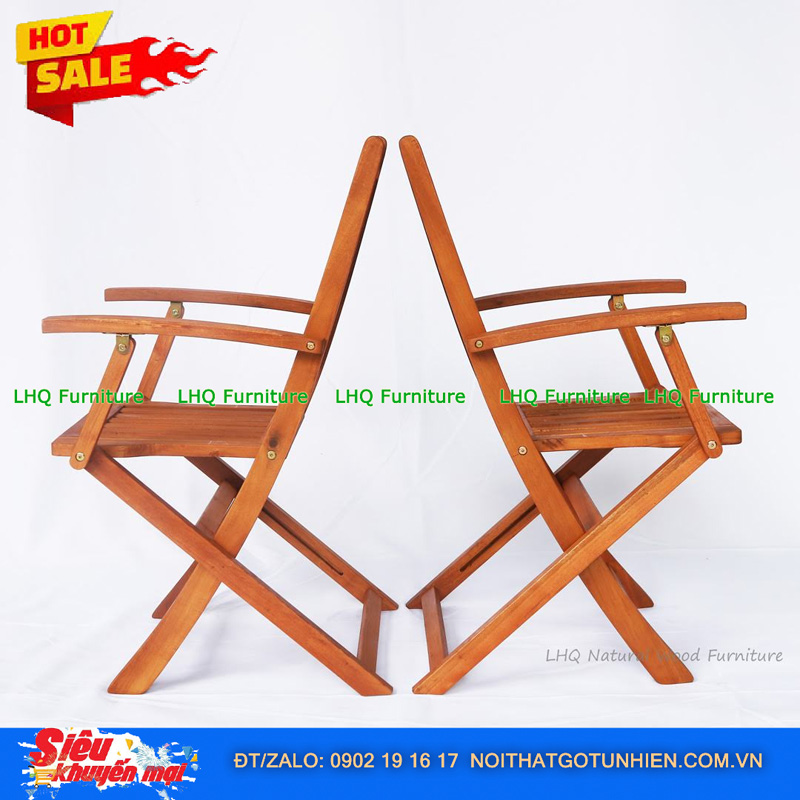 Bộ Bàn Cafe Xếp Gọn Xuất Khẩu – Bàn Tròn 60 Cao 73cm, Ghế Xếp Có Tay Vịn