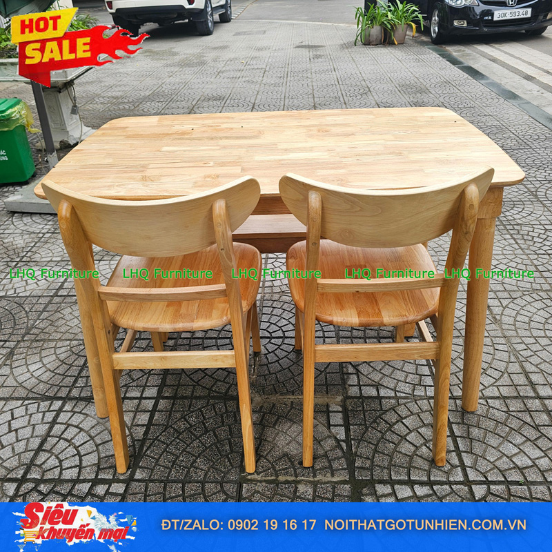 Bộ bàn ăn 1m2 1 ghế bench 2 ghế Mango mặt gỗ – Kết hợp độc đáo, tiết kiệm diện tích