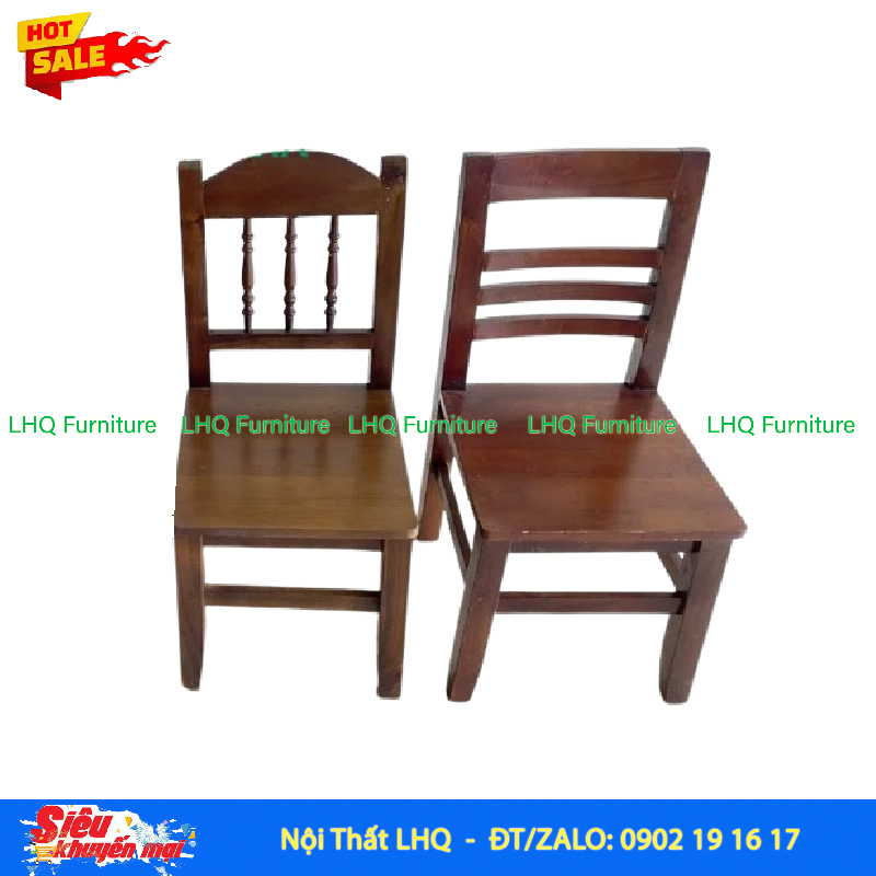 Ghế Gỗ Thấp Có Lưng Tựa – Cao 35cm, 3 Thanh Nhỏ 1 Thanh Lớn, Đơn Giản Mà Chắc