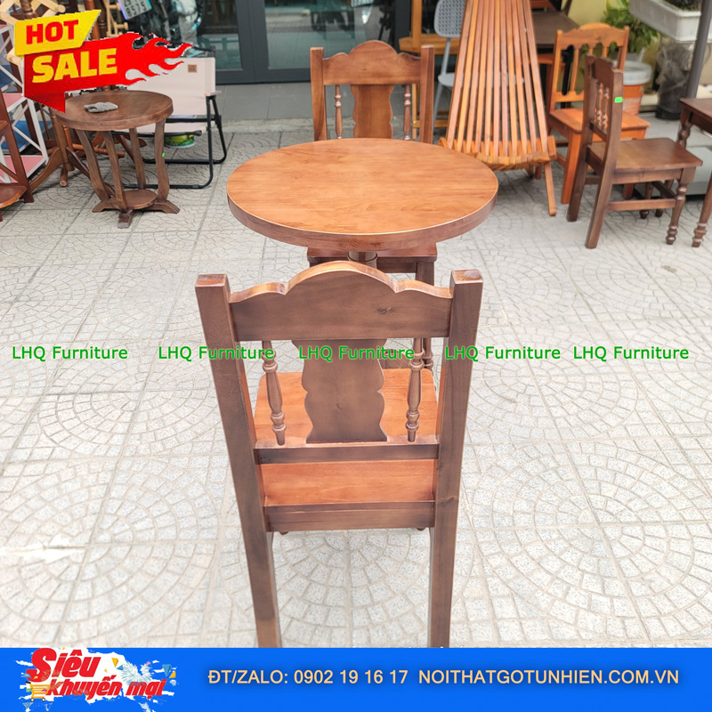 Bộ Bàn Ghế Cafe Gỗ Tự Nhiên – Giá Ưu Đãi 1.500.000đ Tại LHQ