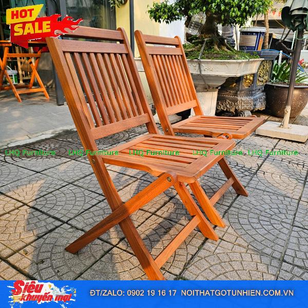 Bộ Bàn Ghế Cafe Xếp Gọn Xuất Khẩu – Gỗ Bạch Đàn Bàn 60x60x73 Ghế Có Cổ