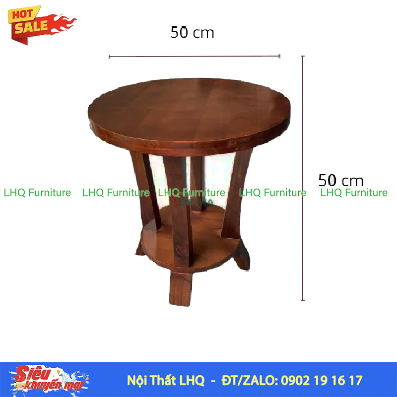 Bàn Cafe Vintage Mặt Tròn 50 – Bốn Trụ Chân Thuôn Rồi Choãi, Vững Chắc