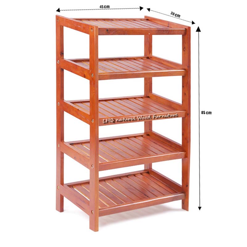 Kệ để giày dép, Cao 5 tầng rộng 45cm, Gỗ tự nhiên, Bảo hành mọt