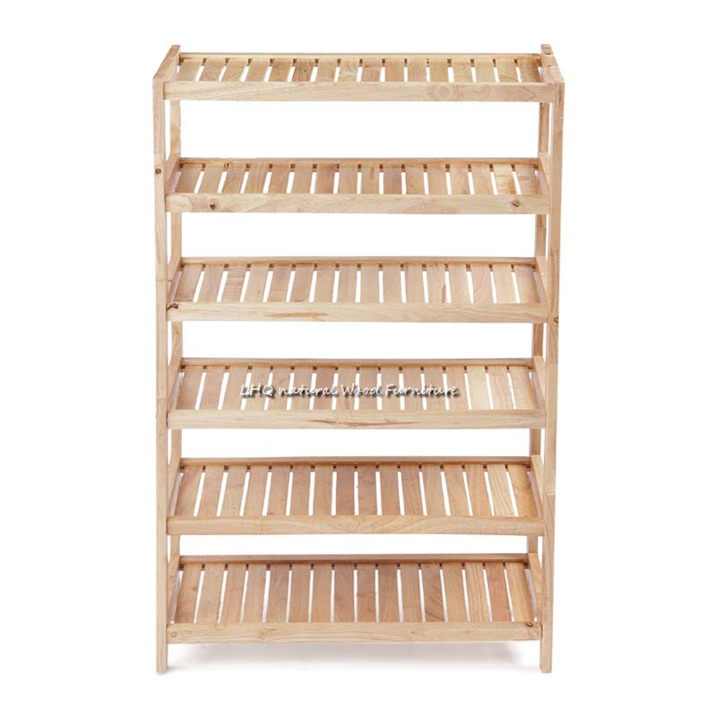 Kệ dép 6 tầng rộng 62cm, Gỗ cao su, Tháo ráp nhanh, Bảo hành mọt
