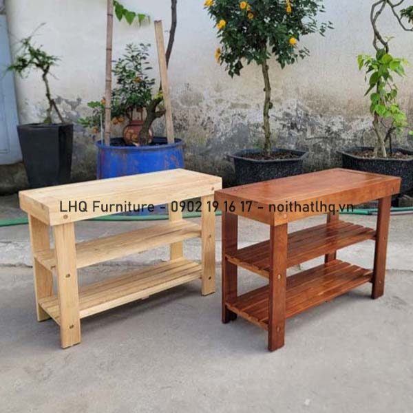 Kệ giày ngồi, gỗ cao su tự nhiên, tháo ráp tiện lợi, bán chạy 2024.