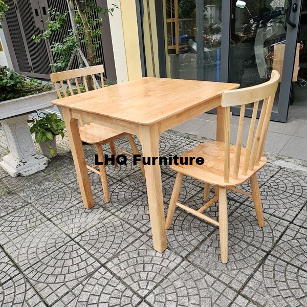 Bộ Bàn Ăn 2 Ghế Song Tiện – Bàn Chân Tròn/Vuông 80x80x75cm – Mua Lẻ Bàn Hoặc Ghế Tại LHQ