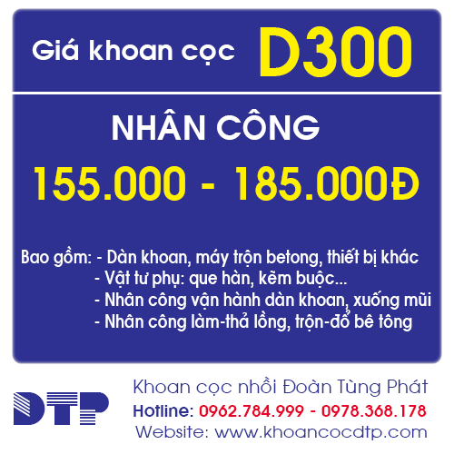 giá khoan cọc nhồi d300 nhân công