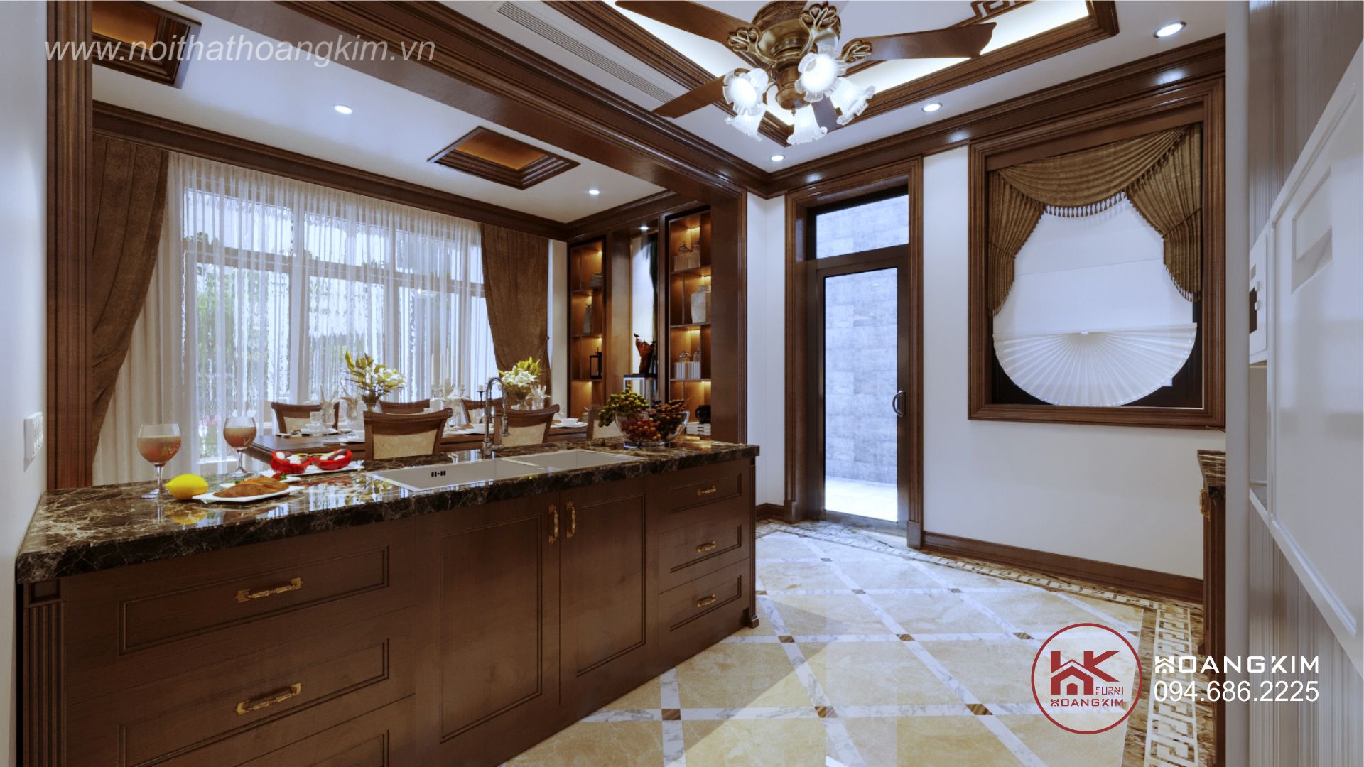 tủ bếp nội thất phong cách tân cổ điển