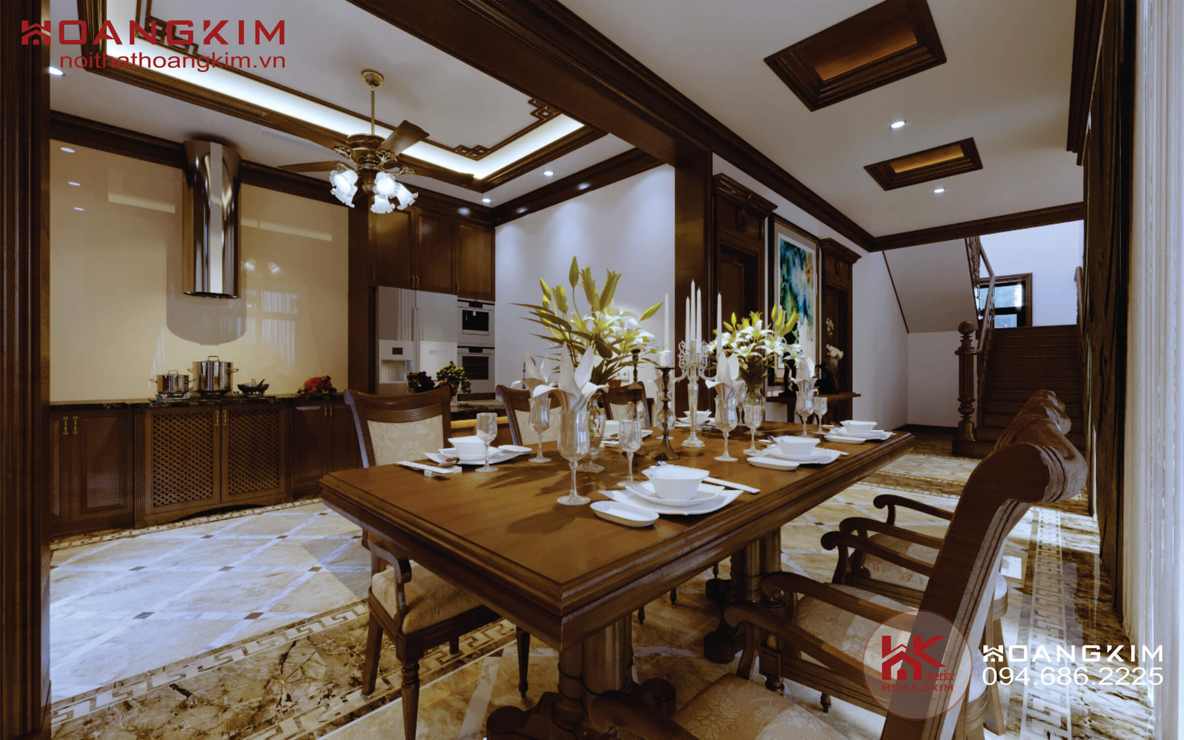 tu bếp nội thất tân cổ điển