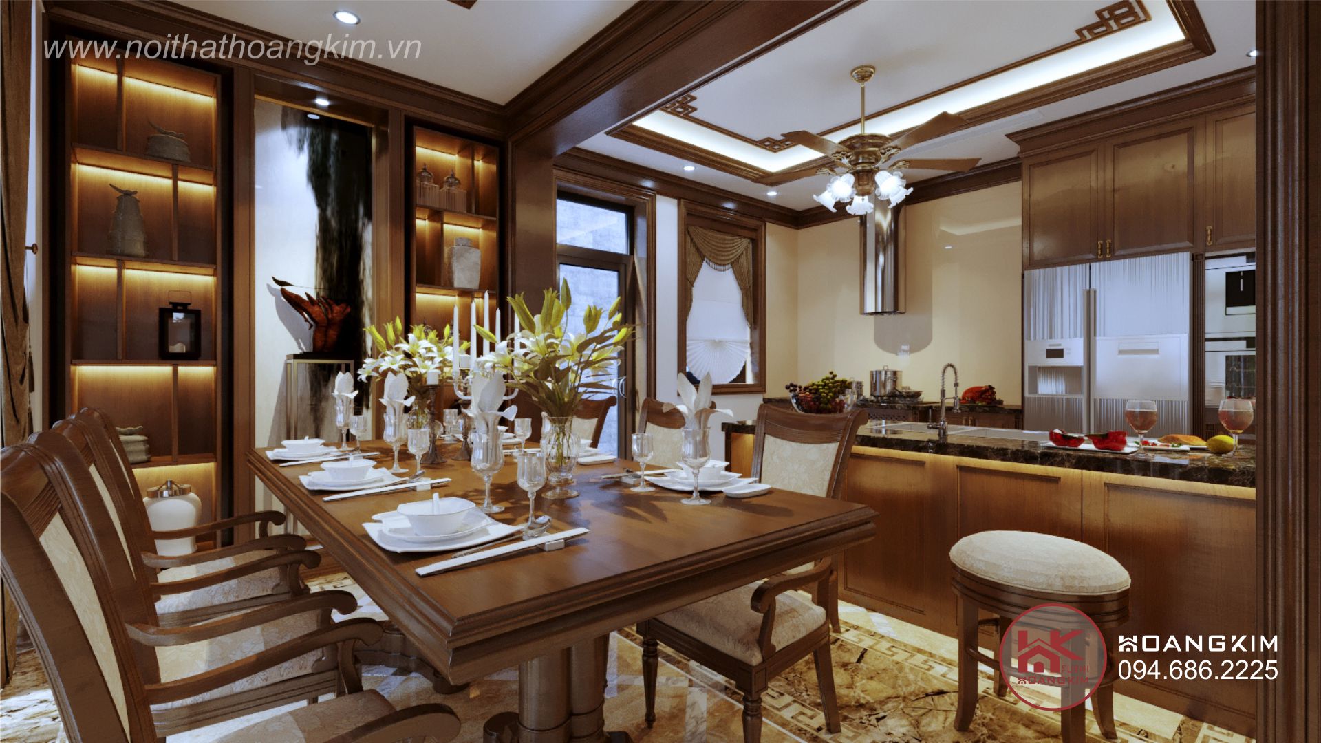 tủ bếp tân cổ điển