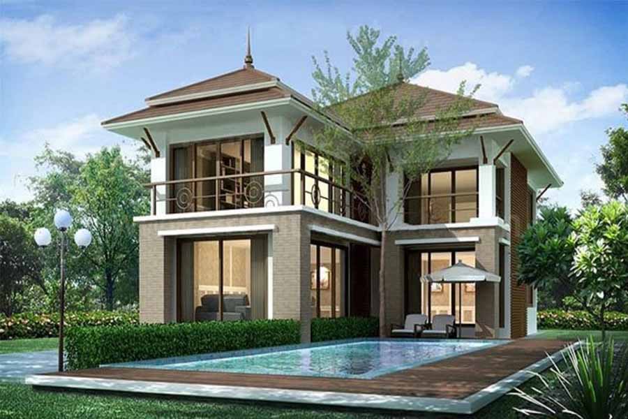 Mẫu Nhà Hình Chữ L 2 Tầng Thiết Kế Đẹp