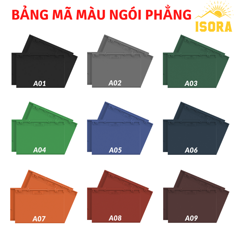 Ngói Nhật Phẳng ISORA A06 Màu Xanh đen Ngói Bền Màu Lợp Nhà Biệt Thự