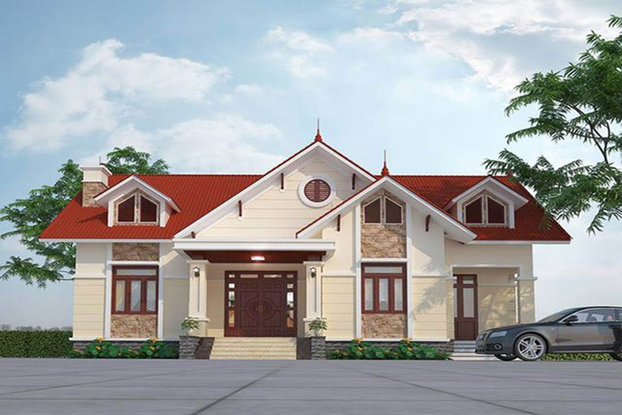 Mẫu Nhà Ngói Màu Đỏ