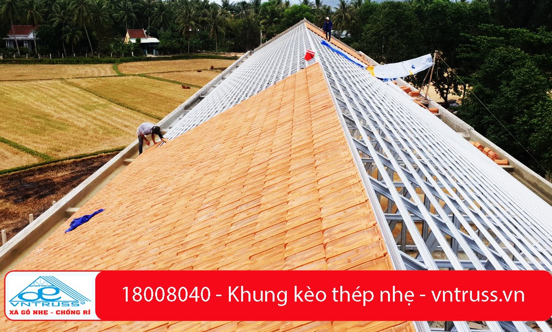 Kèo thép nhẹ VNTRUSS thi công hệ 2 lớp