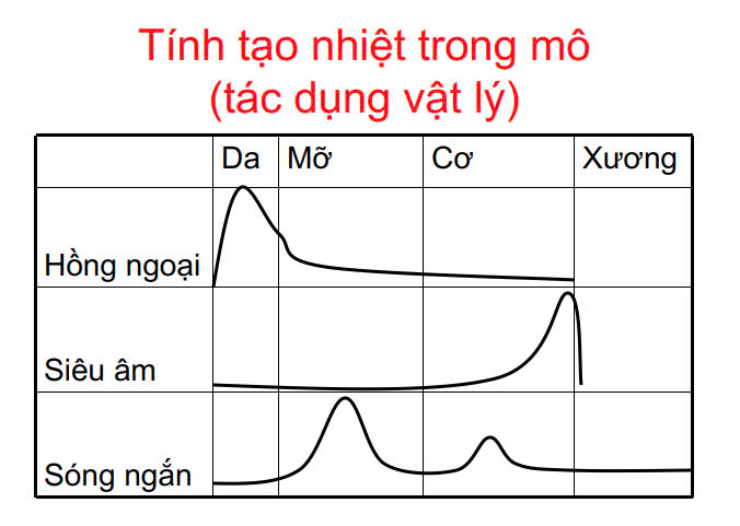 Nhiệt nóng ở đầu siêu âm không có tác dụng mô sâu.