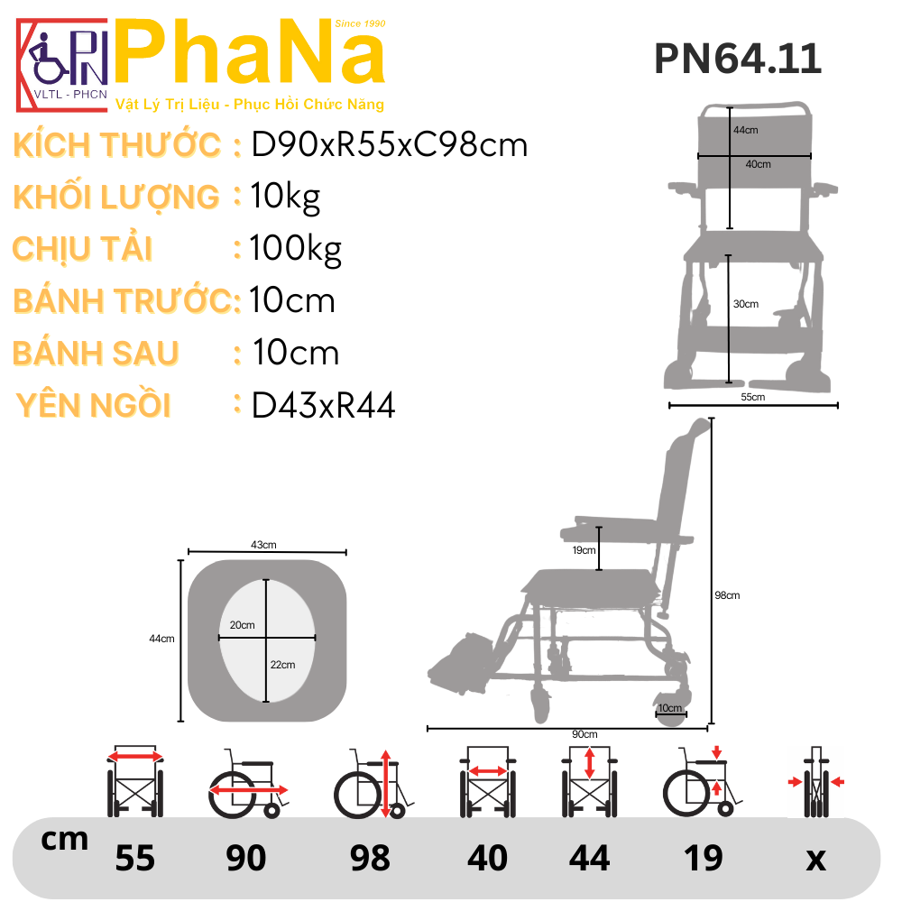 PN64.11 - Ghế vệ sinh inox có bánh xe mẫu 2