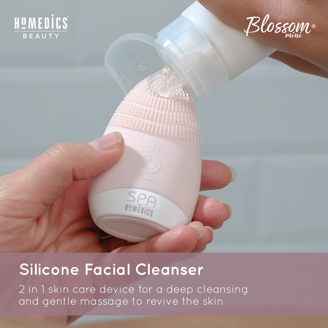 Máy rửa mặt mini silicone công nghệ siêu âm HoMedics FAC-001-EU