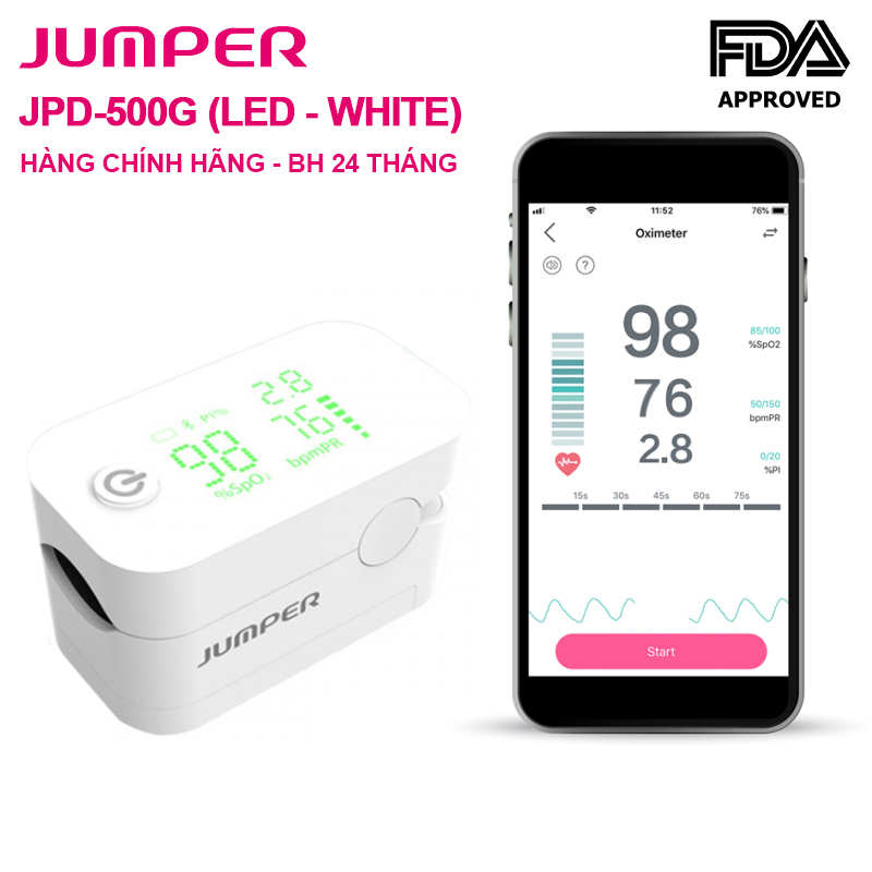 Máy đo nồng độ oxy máu và nhịp tim Jumper JPD-500G (Bluetooth)