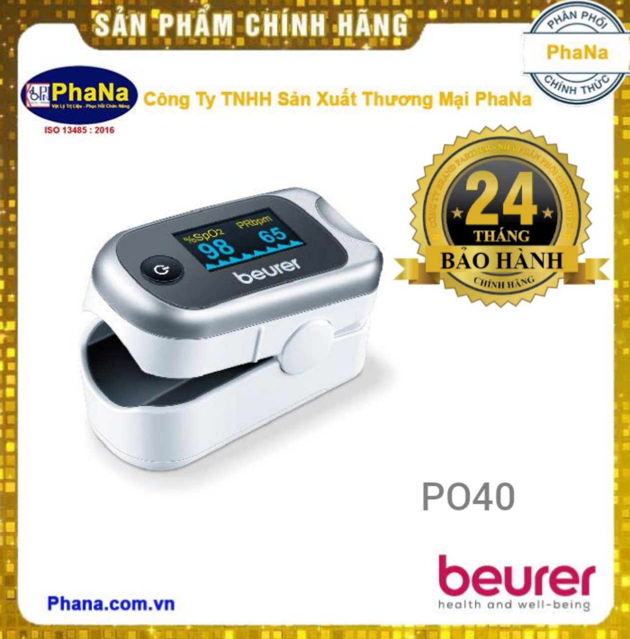 MÁY ĐO NỒNG ĐỘ OXY TRONG MÁU (SPO2) VÀ NHỊP TIM BEURER PO40