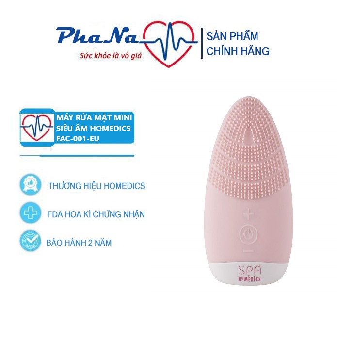 Máy rửa mặt mini silicone công nghệ siêu âm HoMedics FAC-001-EU