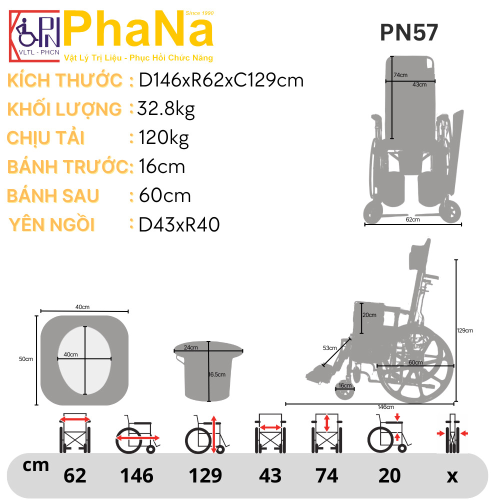 PN57 - Xe lăn đa chức năng