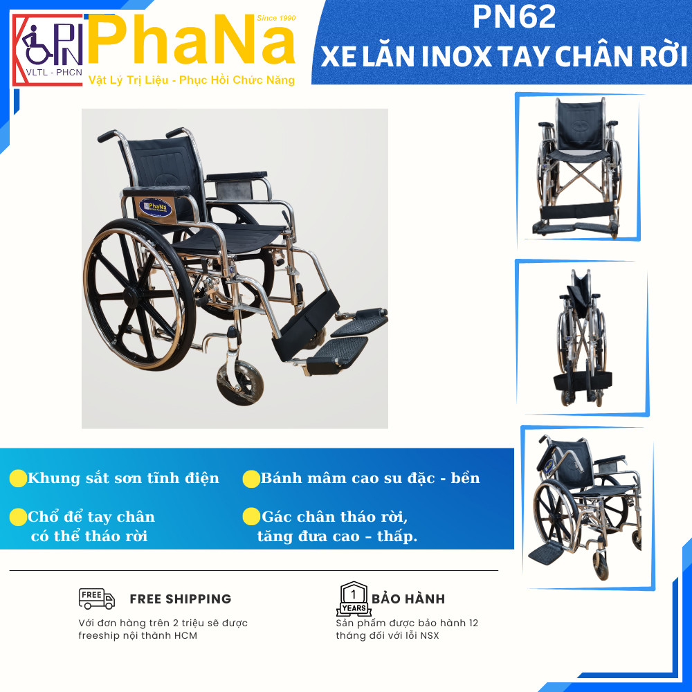 PN62 - Xe lăn inox tay chân rời