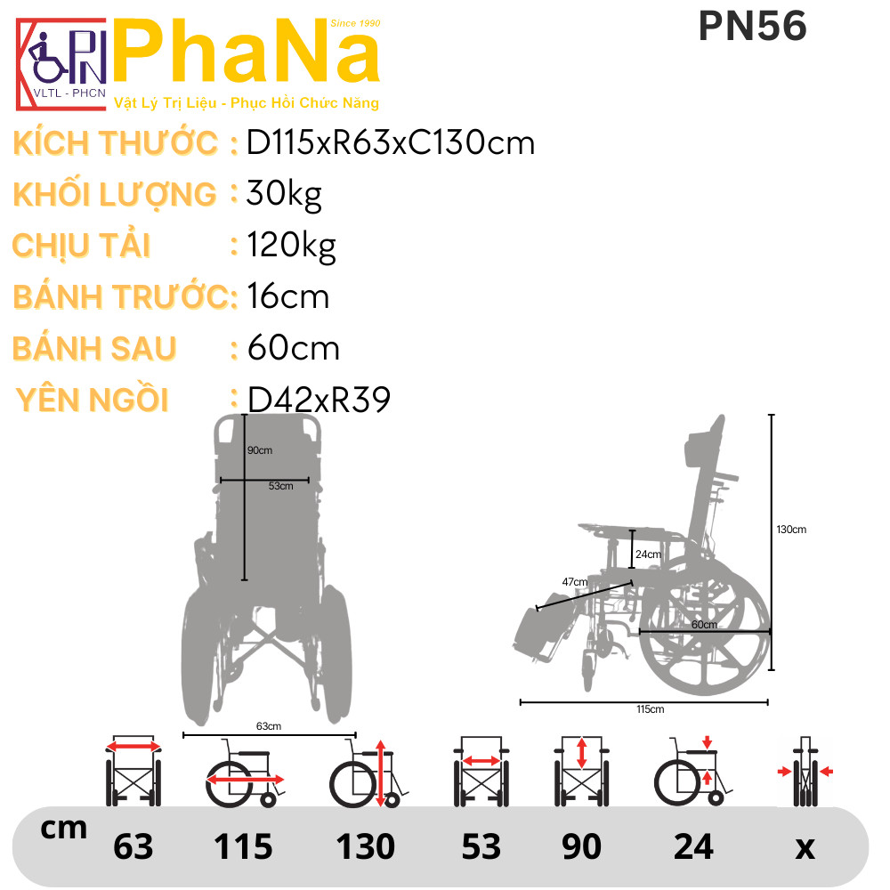 PN56 - Xe lăn inox ngã nằm