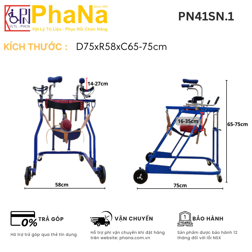 PN41SN.1 Khung tập đi đa chức năng cho trẻ em ( Đai + Gù)