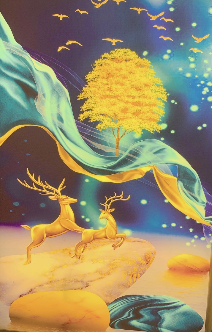 đèn tranh led cảnh hươu  W7141 (h/a)