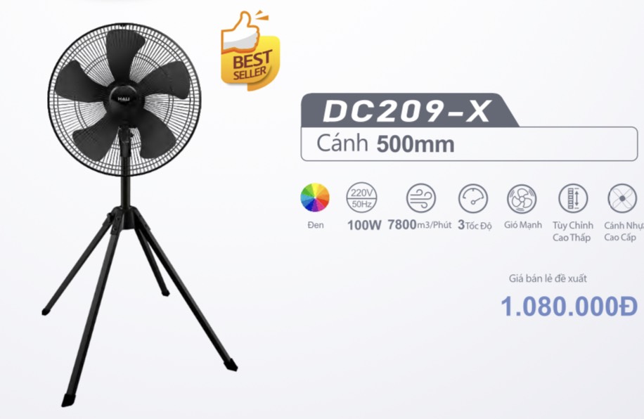 Quạt HALI bốn chân Công nghiệp DC209X/B500 (1T=2c)