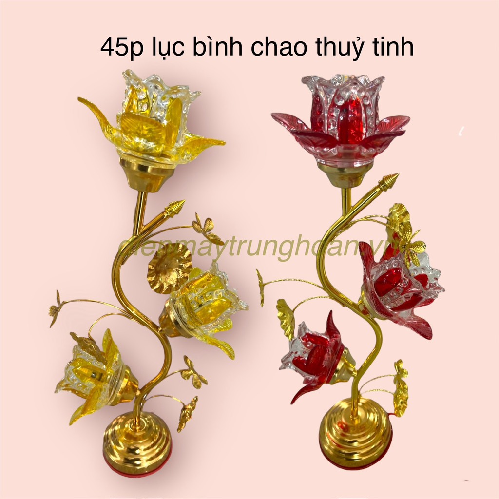 đèn thờ cành 45P lục bình (chao thuỷ tinh hoa lựu) (HP)