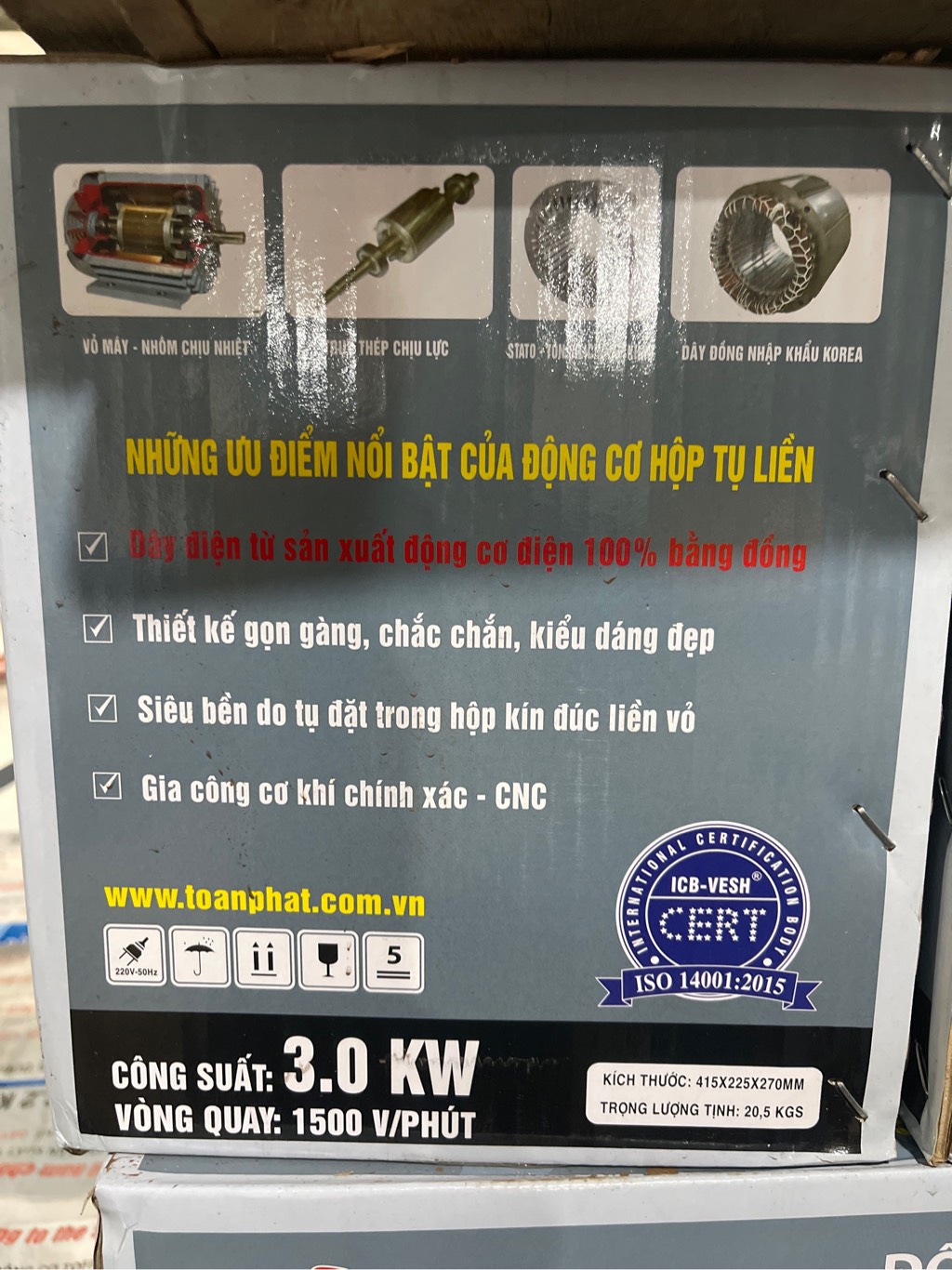 Mô tơ toàn phát 1pha 3.0KW-4 chạy chậm