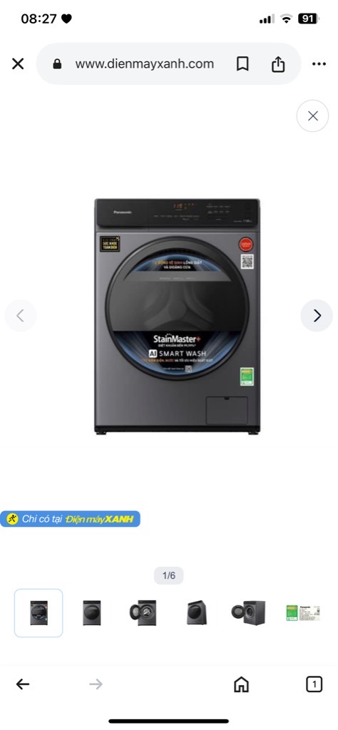 Máy giặt panasonic V115FA1LV (11.5kg cửa trước màu ghi)