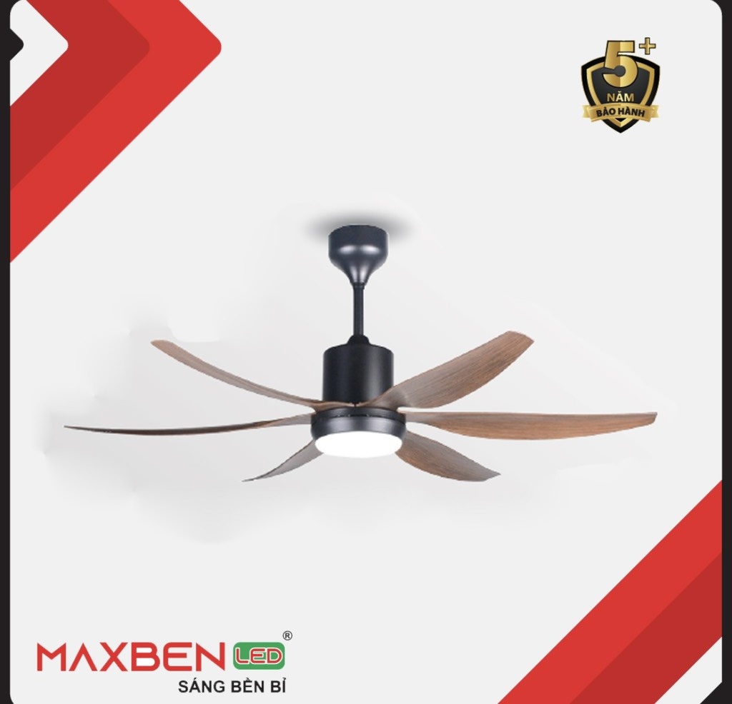 Quạt trần đèn 6 cánh gỗ M162-6-G