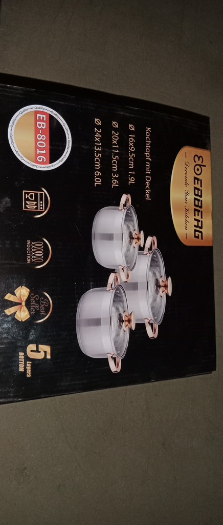 Bộ nồi inox BEBBERG EB-8016 (bộ 3 món) (1t=6b)