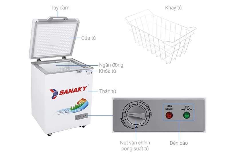 Tủ đông Sanaky 1599HYK, mặt kính, 100L, 1 ngăn
