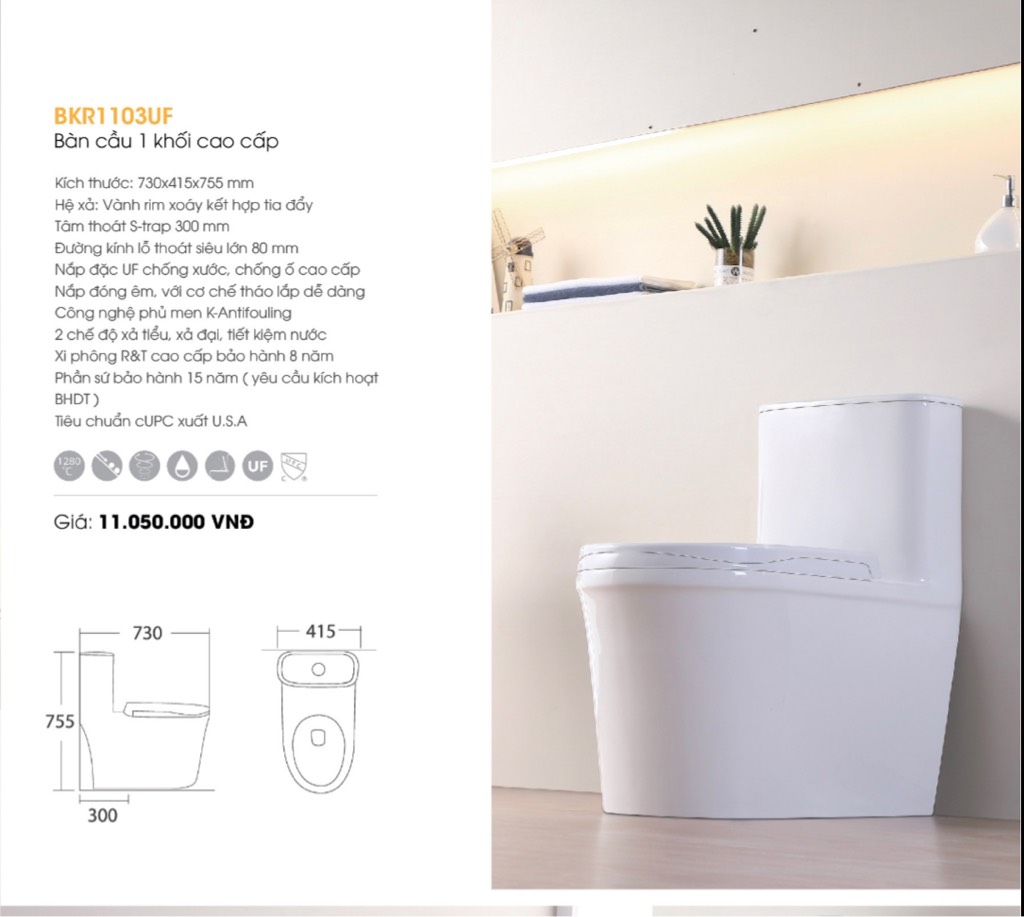 Bồn cầu liền khối Korest BKR1103UF