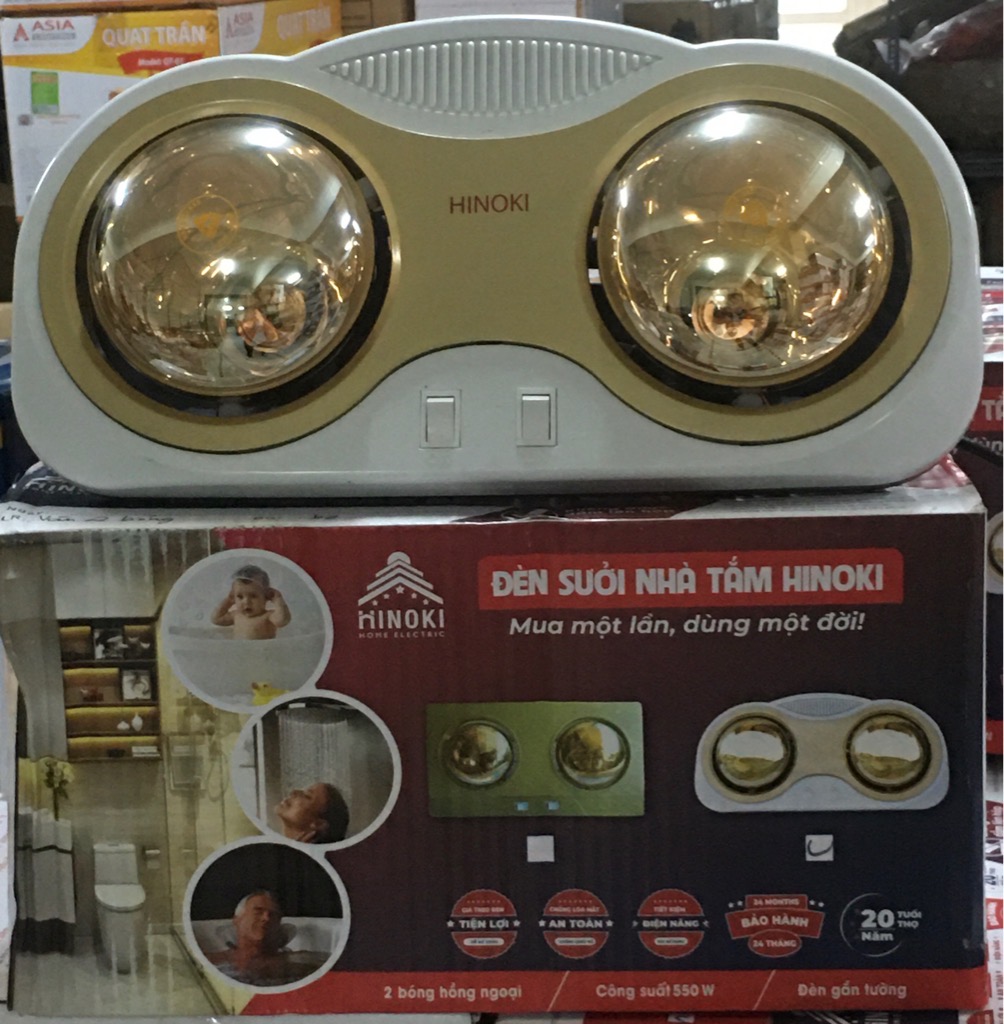 đèn sưởi nhà tắm Hinoki 2 bóng cong (t/h)