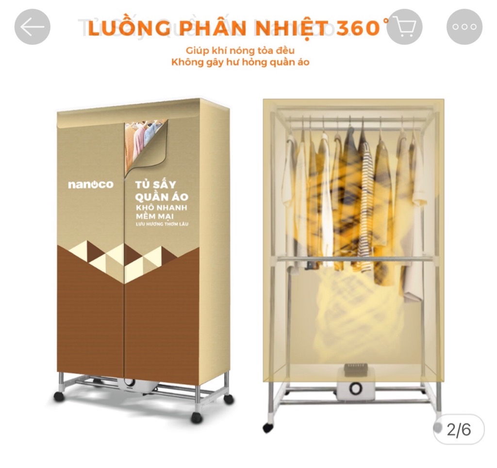 Tủ sấy quần áo nanoco NCD2006/2000W