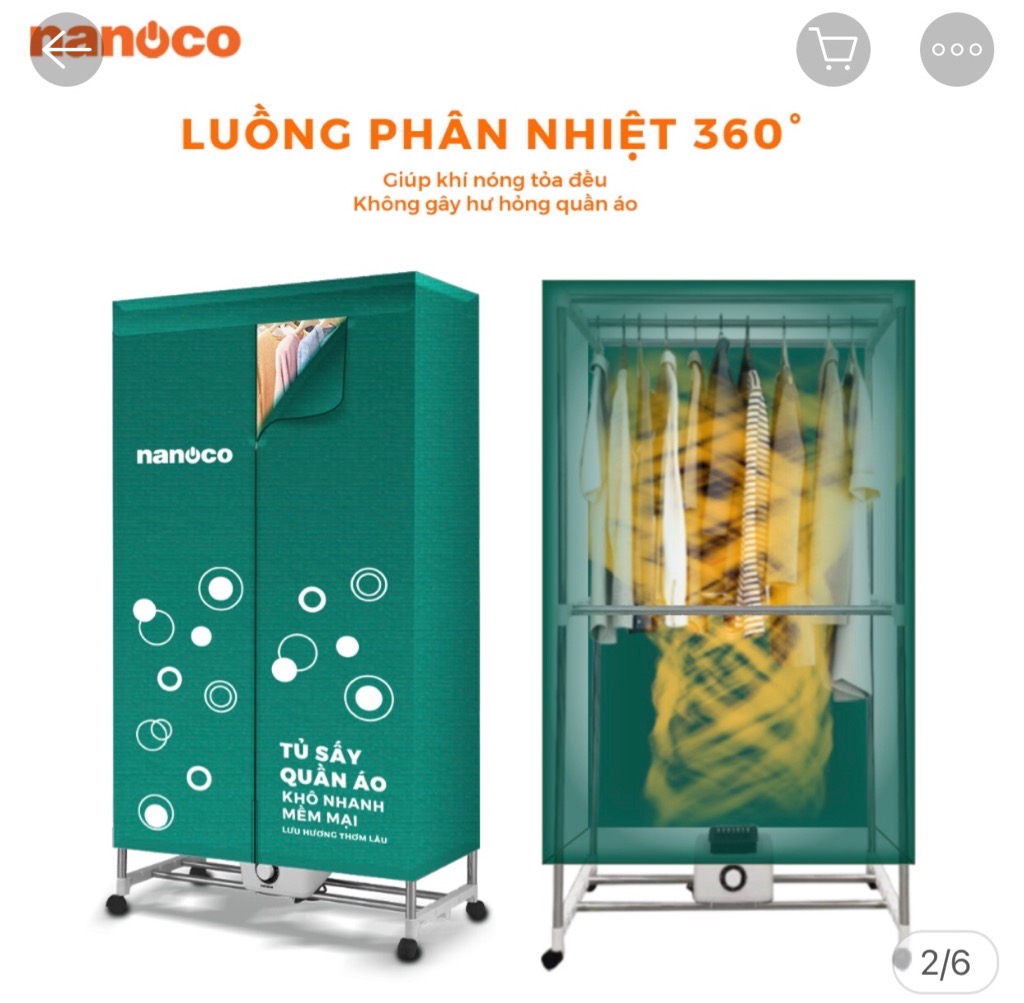 Tủ sấy quần áo nanoco NCD1502/1500W