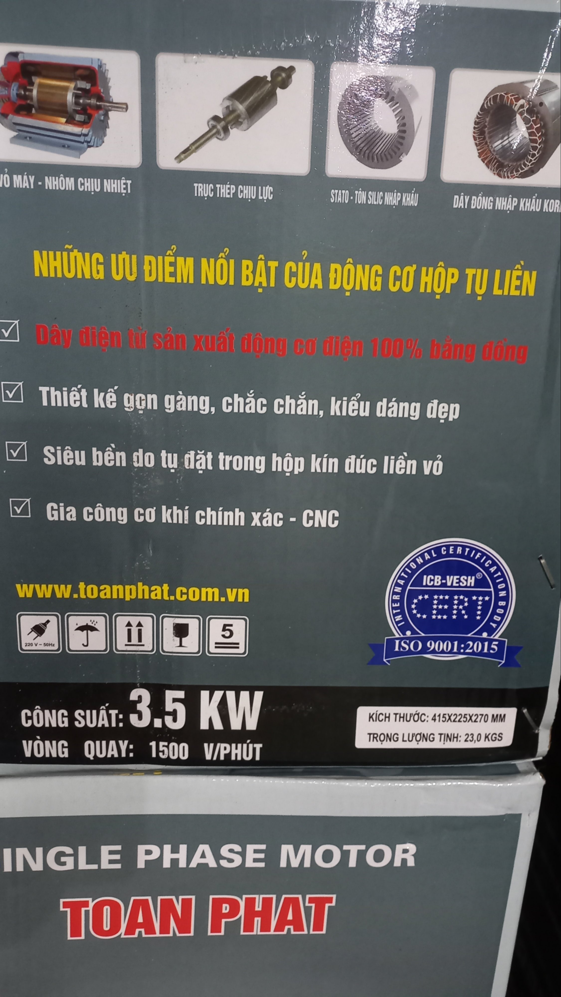 Mô tơ toàn phát 1pha 3.5KW-4 chạy chậm