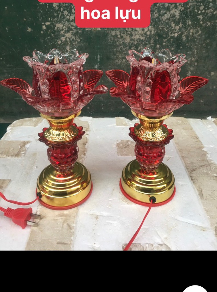 đèn thờ 1 bông không sáng thân đế sắt  (chao thuỷ tinh lựu) (hp)