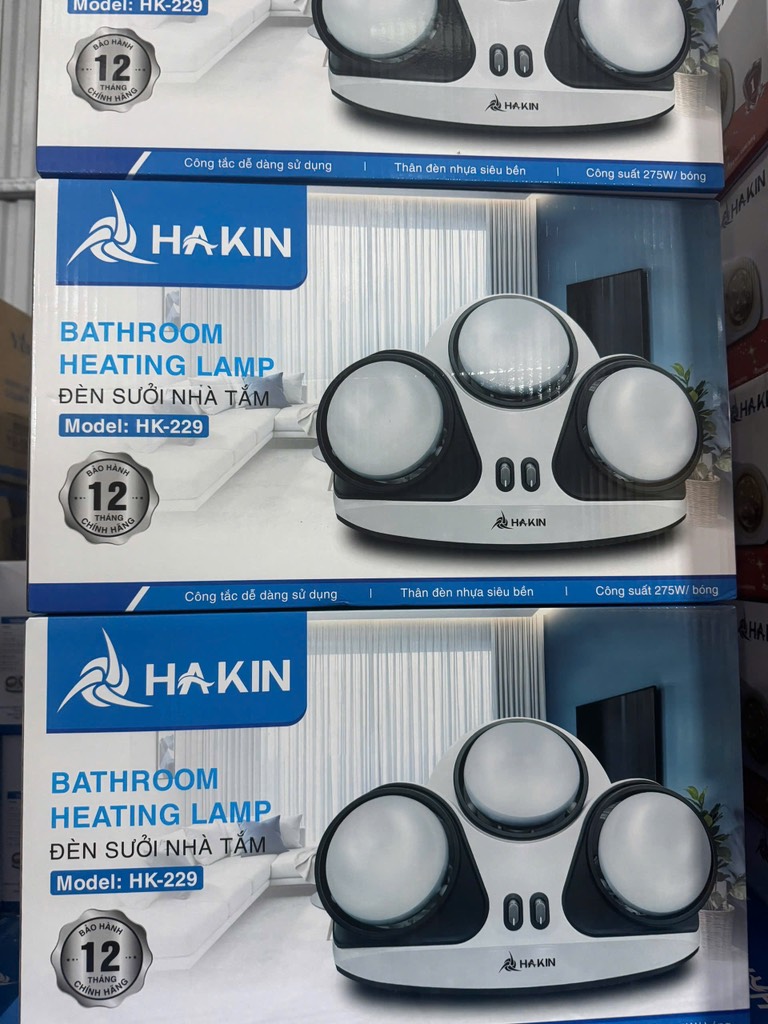 đèn sưởi nhà tắm Hakin 3 bóng cong Mờ HK229