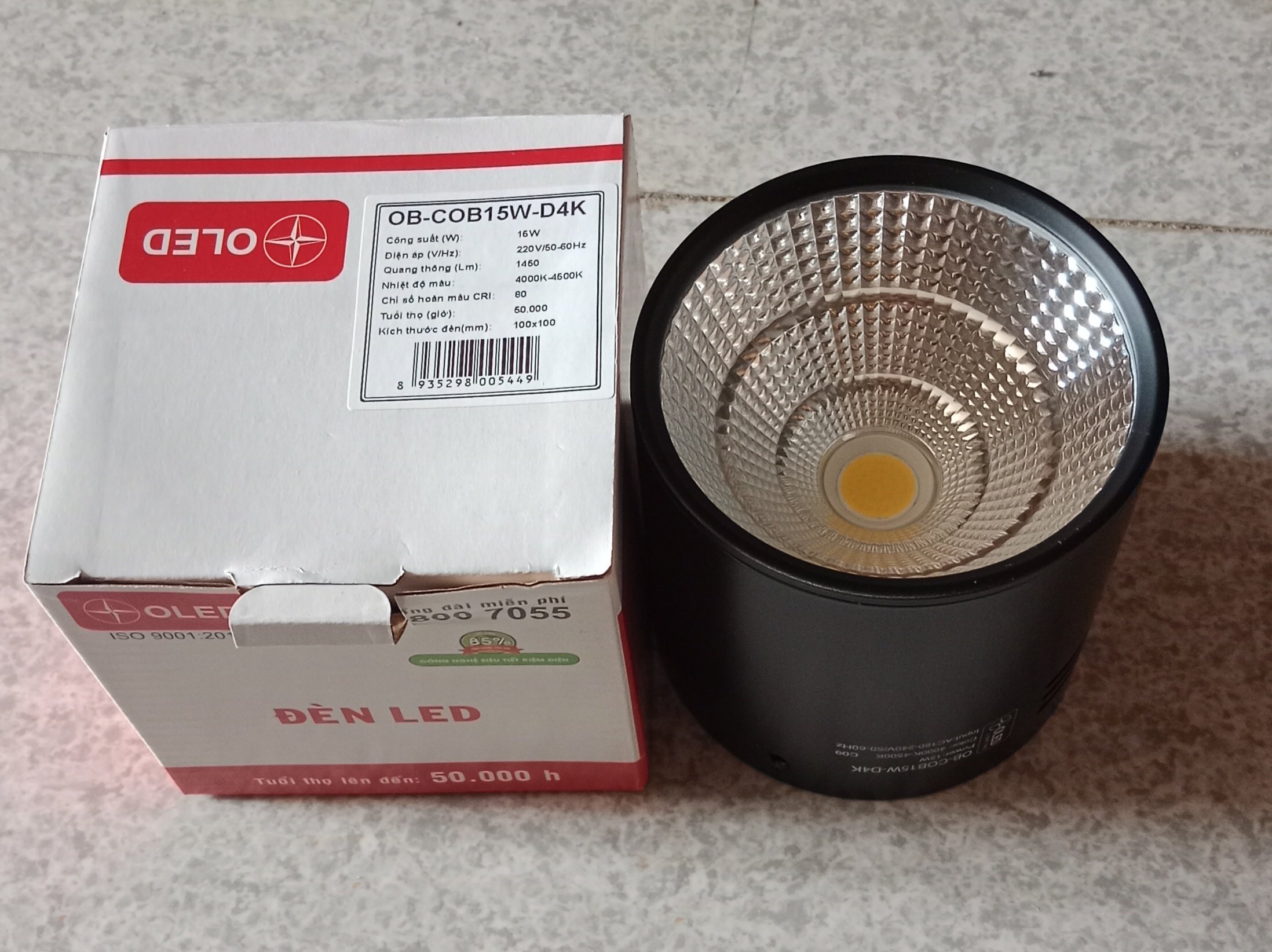 đèn ống bơ đen OLED 100/15WOBCOB15D4K (as trung tính)