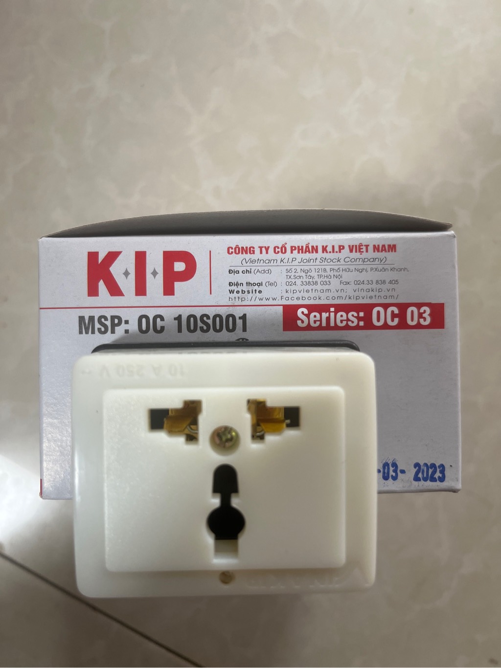 ổ cắm Vinakip 1 ngả nổi  1N-10A (OC03) (1th=100c)