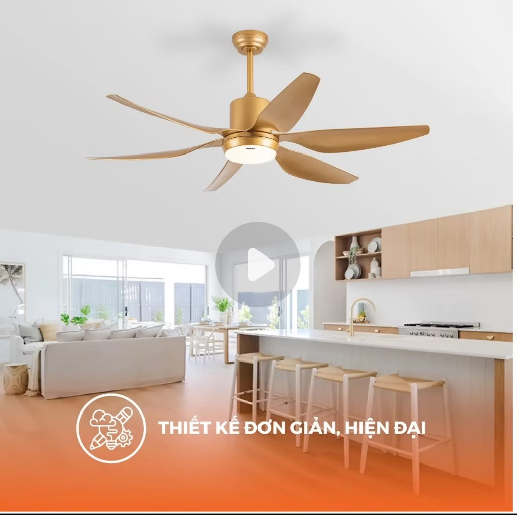 Quạt trần nanoco 6 cánh NCF5462 màu vàng
