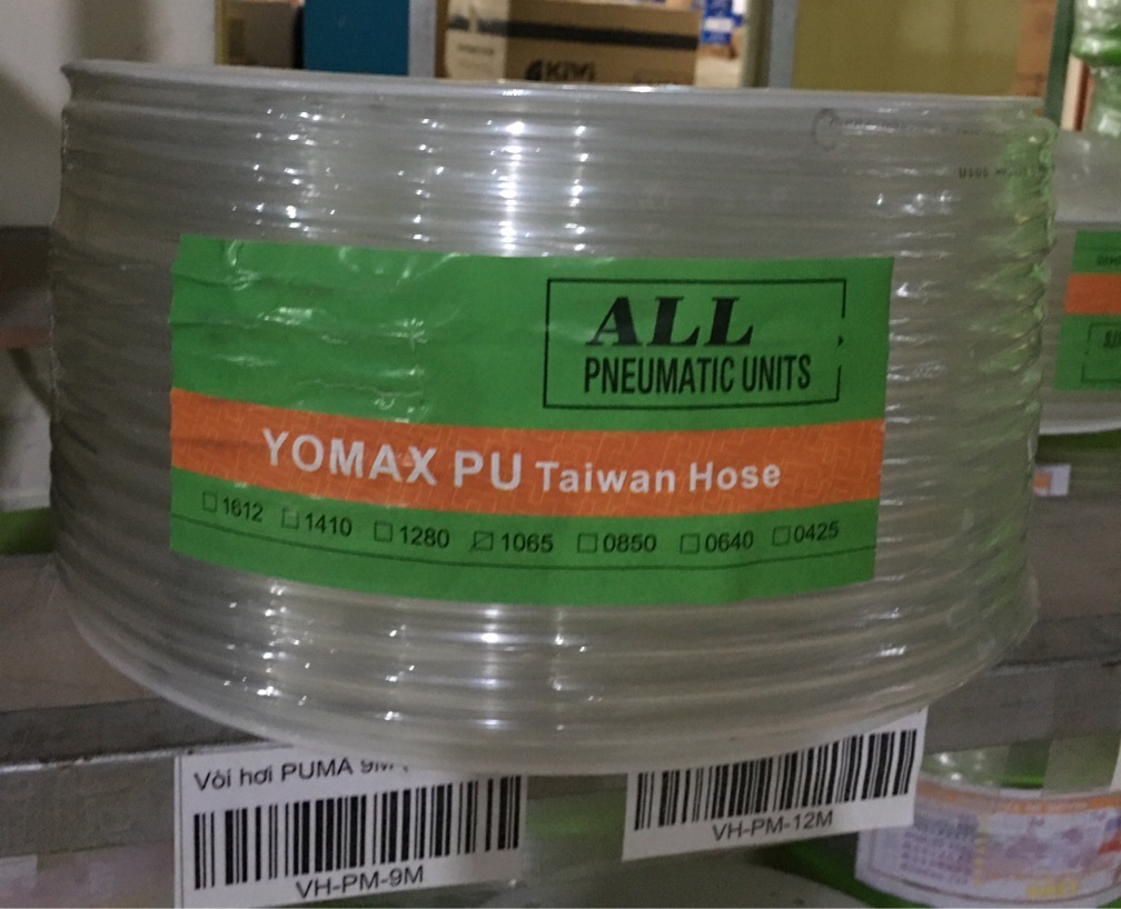 Vòi hơi YOMAX PU Taiwan ALL phi 10 trắng (1c=100m) (bh)