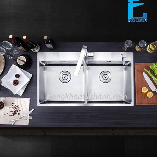 Chậu rửa bát 2 hố cân Roslerer RL04-7843 Nano